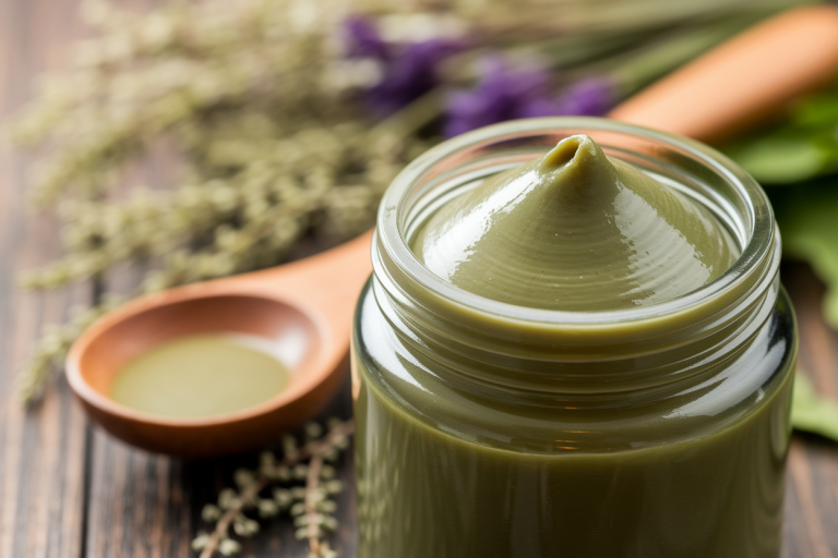 bocal-argile-verte-cuillere-bois