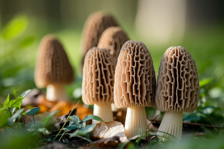 morille-sauvage-foret-feuilles-lumiere