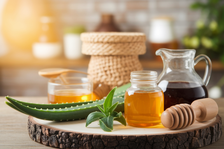 table-bois-miel-vinaigre-aloe